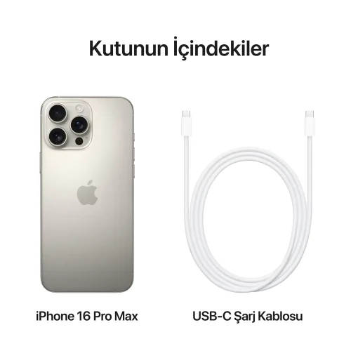iPhone 16 Pro Max Doğal Titanyum Kutunun İçindekiler