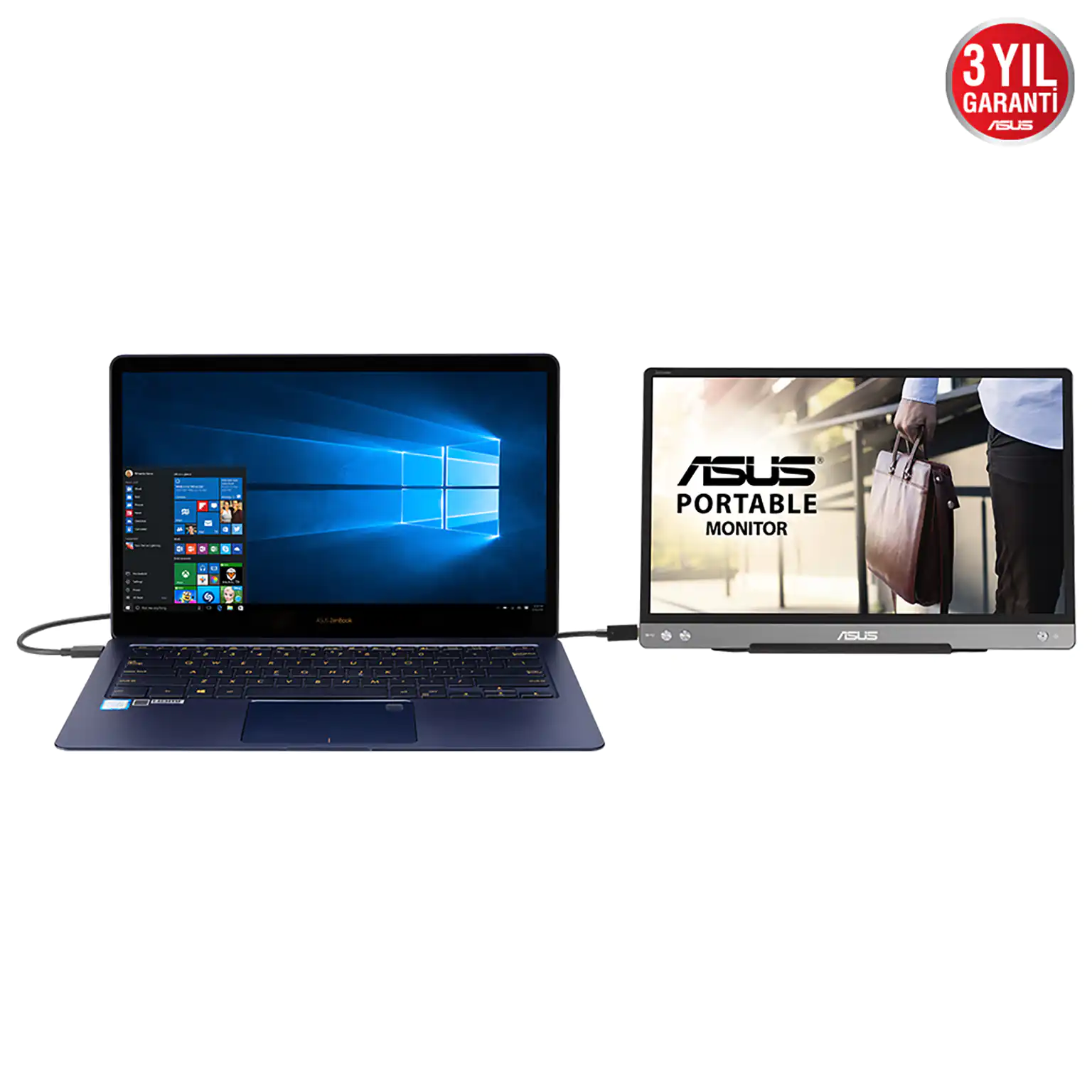 Asus ZenScreen 14 inç Taşınabilir USB Monitör MB14AC 4 Asus ZenScreen laptop