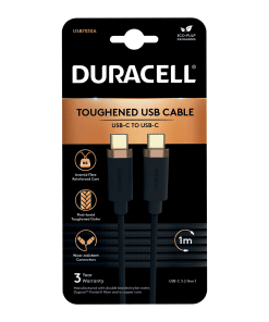 Duracell 1M USB-C-USB-C 3.2 Gen1 Braided Black Kutu USB7030A