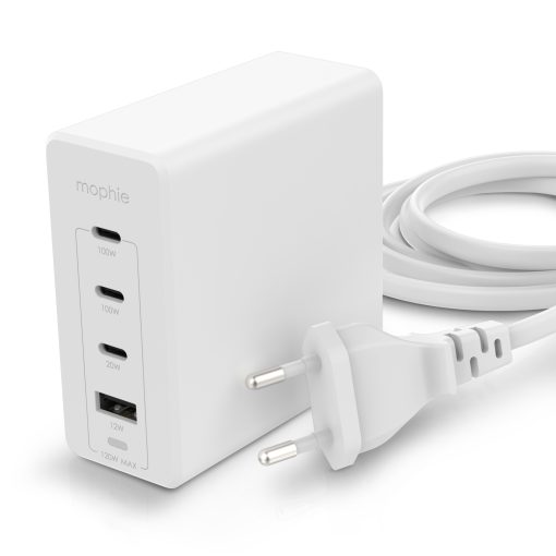 Mophie 120W 3xUSB-C & 1xUSB-A Güç Adaptörü Beyaz 409909309