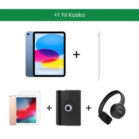 İTK Eğitim Seti 8 +1 Yıl Garanti – iPad 10. Nesil Wi-Fi 64GB Mavi, Apple Pencil USB-C, JBL Kulaklık, Zore Kırılmaz Ekran, Zore Kılıf