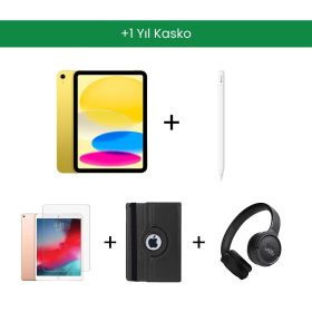 İTK Eğitim Seti 8 +1 Yıl Garanti – iPad 10. Nesil Wi-Fi 64GB Sarı, Apple Pencil USB-C, JBL Kulaklık, Zore Kırılmaz Ekran, Zore Kılıf