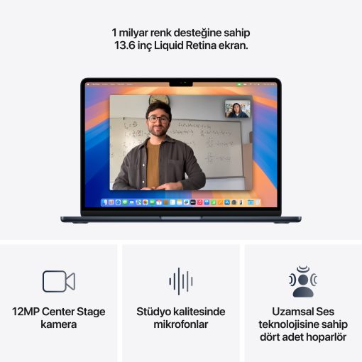 MacBook Air 13 M4 Gece Yarısı Görüntü ve Ses