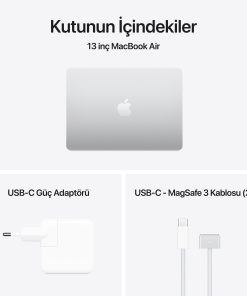 MacBook Air 13 M4 Gümüş Kutunun İçindekiler