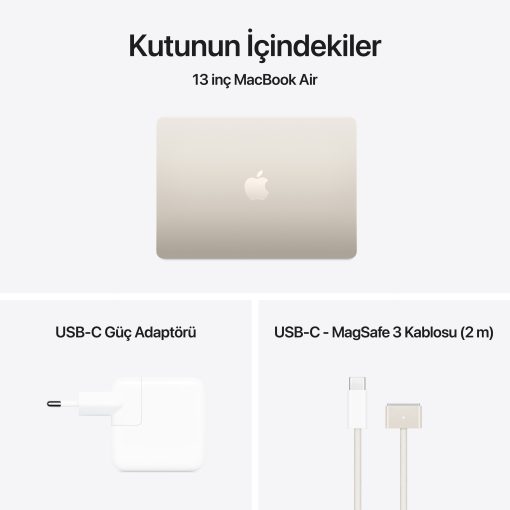 MacBook Air 13 M4 Yıldız Işığı Kutunun İçindekiler