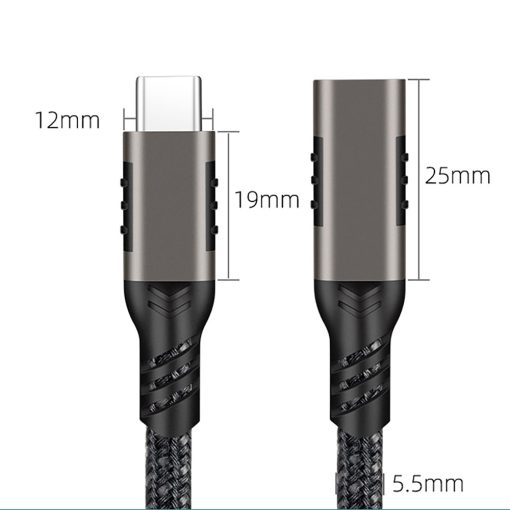 Qgeem Extension 1 Metre Type-C Uzatma Kablosu 6974393005857 Ürün Boyutları