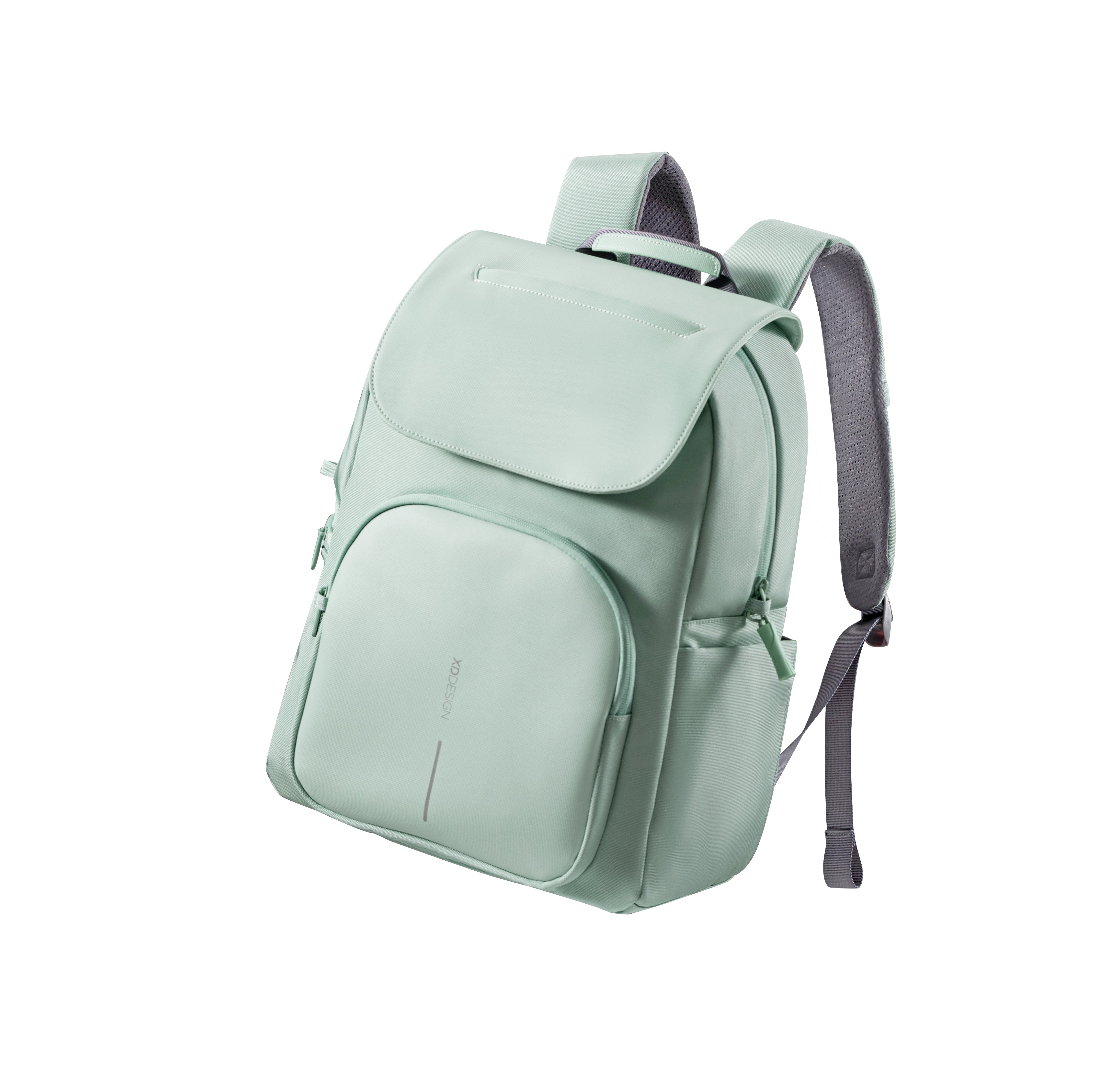 XD Design Bobby Soft Daypack 15 / 16 inç Uyumlu Anti-Theft Yeşil Sırt Çantası P705.987 Yan Tasarım