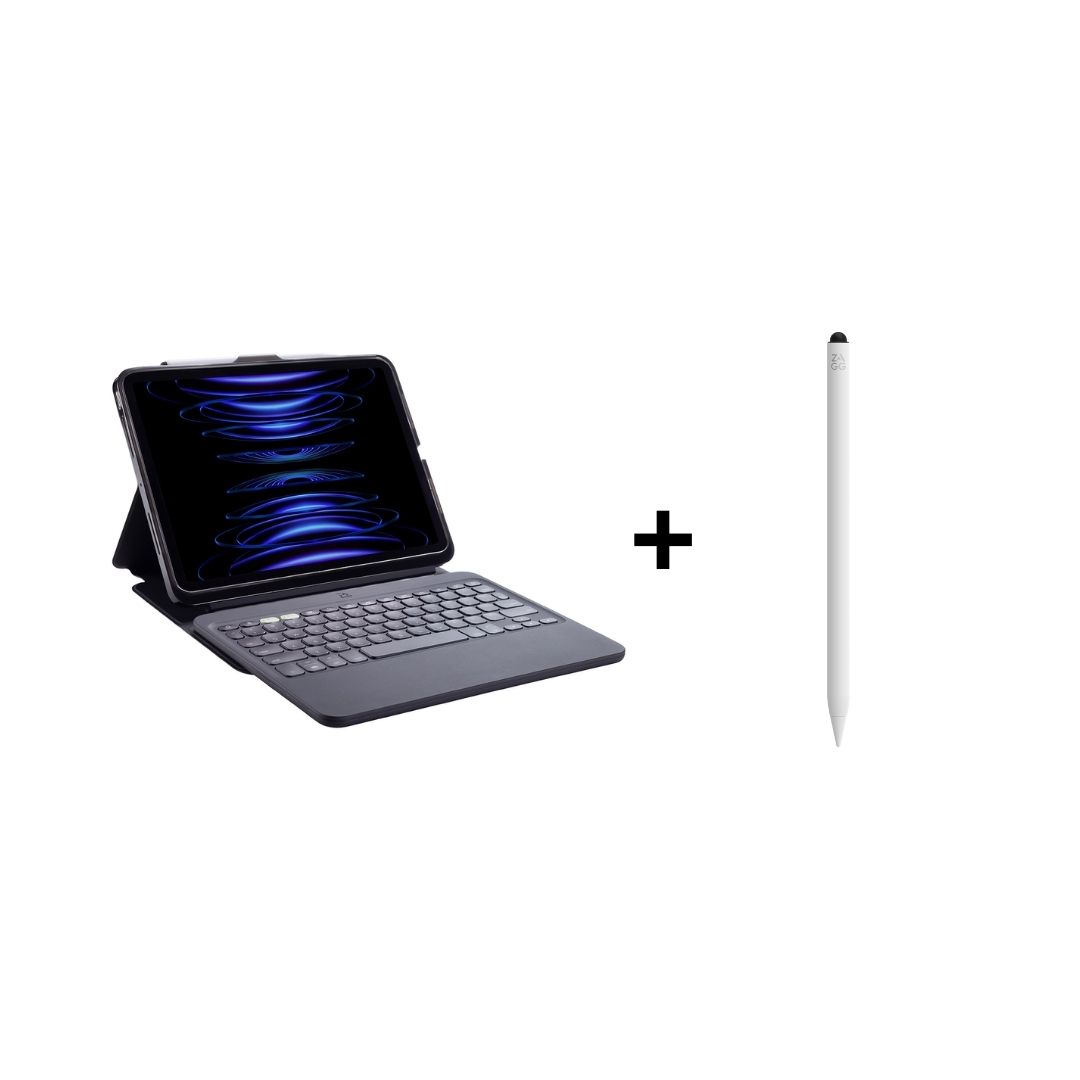 iPad Eğitim Seti 12 Zagg Pro Keys 2 – 11 inc Klavye (iPad Air 10.9/11) ve Zagg Pro Stylus 2 Pencil Beyaz