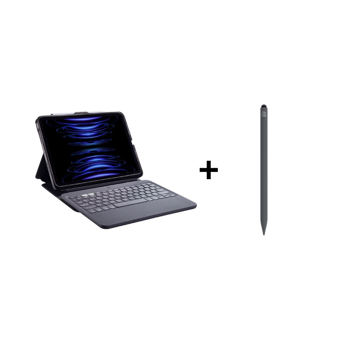iPad Eğitim Seti 12 Zagg Pro Keys 2 – 11 inc Klavye (iPad Air 10.9/11) ve Zagg Pro Stylus 2 Pencil Gri