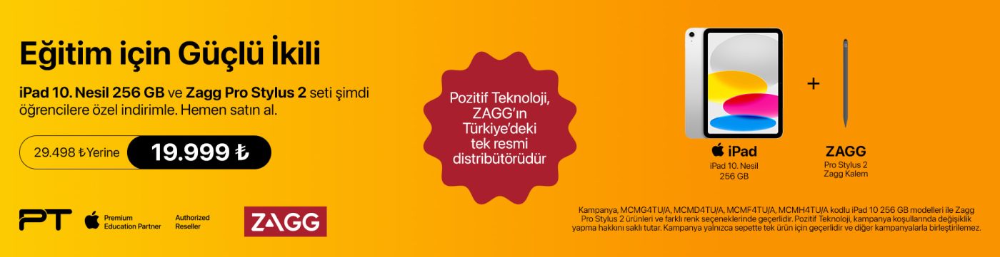 iPad Eğitim Seti 17 iPad 10. nesil 256 GB Zagg Kalem Arabanner