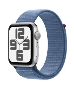 Apple Watch SE GPS 44mm Gümüş Alüminyum Kasa Kış Mavisi Spor Kordan Yan Tasarım