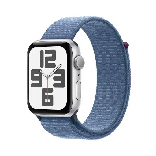 Apple Watch SE GPS 44mm Gümüş Alüminyum Kasa Kış Mavisi Spor Kordan Yan Tasarım