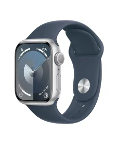 Apple Watch Series 9 GPS 41mm Gümüş Aluminyum Kasa Fırtına Mavisi Kordon MR903TU/A Yan Tasarım