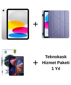 Edu Set 1 iPad A16 Gümüş, Zore Mor Kılıf, Lito Ekran Koruyucu ve 1 Yıl Teknokask