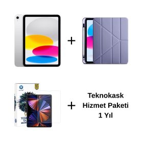Edu Set 1 – iPad (A16) Wi-Fi 128GB Gümüş, Zore Mor Kılıf, Lito Ekran Koruyucu ve Teknokask 1 Yıl