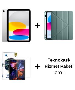 Edu Set 1 iPad A16 Gümüş, Zore Koyu Yeşil Kılıf, Lito Ekran Koruyucu ve 2 Yıl Teknokask