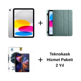 Edu Set 1 – iPad (A16) Wi-Fi 128GB Gümüş, Zore Koyu Yeşil Kılıf, Lito Ekran Koruyucu ve Teknokask 2 Yıl
