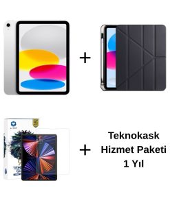 Edu Set 1 iPad A16 Gümüş, Zore Siyah Kılıf, Lito Ekran Koruyucu ve 1 Yıl Teknokask
