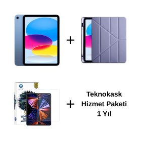 Edu Set 1 – iPad (A16) Wi-Fi 128GB Mavi, Zore Mor Kılıf, Lito Ekran Koruyucu ve Teknokask 1 Yıl