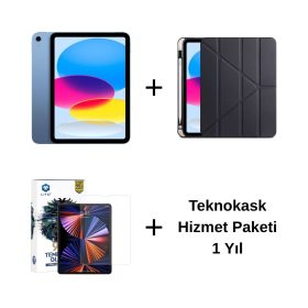 Edu Set 1 – iPad (A16) Wi-Fi 128GB Mavi, Zore Siyah Kılıf, Lito Ekran Koruyucu ve Teknokask 1 Yıl