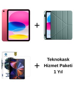 Edu Set 1 iPad A16 Pembe, Zore Koyu Yeşil Kılıf, Lito Ekran Koruyucu ve 1 Yıl Teknokask