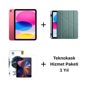 Edu Set 1 – iPad (A16) Wi-Fi 128GB Pembe, Zore Koyu Yeşil Kılıf, Lito Ekran Koruyucu ve Teknokask 1 Yıl