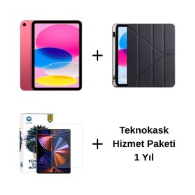 Edu Set 1 – iPad (A16) Wi-Fi 128GB Pembe, Zore Siyah Kılıf, Lito Ekran Koruyucu ve Teknokask 1 Yıl