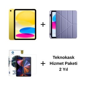 Edu Set 1 – iPad (A16) Wi-Fi 128GB Sarı, Zore Mor Kılıf, Lito Ekran Koruyucu ve Teknokask 2 Yıl