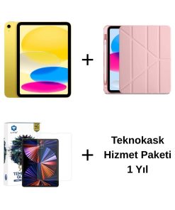 Edu Set 1 iPad A16 Sarı, Zore Rose Gold Kılıf, Lito Ekran Koruyucu ve 1 Yıl Teknokask