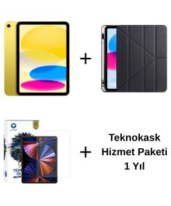 Edu Set 1 iPad A16 Sarı, Zore Siyah Kılıf, Lito Ekran Koruyucu ve 1 Yıl Teknokask