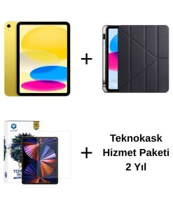 Edu Set 1 iPad A16 Sarı, Zore Siyah Kılıf, Lito Ekran Koruyucu ve 2 Yıl Teknokask