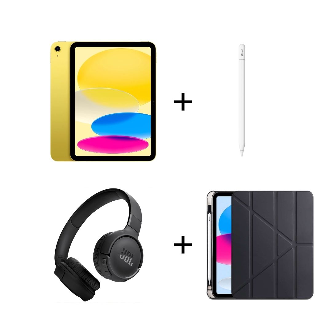 iPad A16 Sarı, Apple Pencil USB-C, Zore Kılıf ve JBL Kablosuz Kulaklık