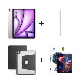 Piri Reis Paket 1 – iPad Air 13 inç Wi-Fi 256GB Mor, Apple Pencil (USB-C), Zore Kılıf Siyah ve Lito Ekran Koruyucu