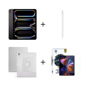 Piri Reis Paket 2 – iPad Pro 13 inç Wi-Fi 256GB Standart Cam Uzay Siyahı, Apple Pencil (USB-C), Zore Kılıf Gri ve Lito Ekran Koruyucu
