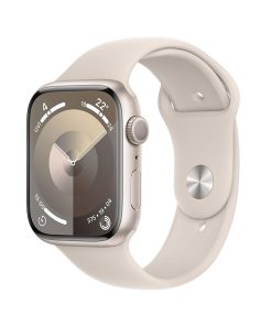 Apple Watch Series 9 GPS 45mm Yıldız Işığı Aluminyum Kasa Spor Kordon Yan Görünüm MR973TU/A