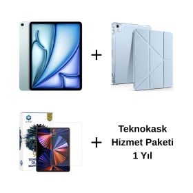 Edu Set 2 – iPad Air 11 inç (M3) 128GB Mavi, Zore Mavi Kılıf, Lito Ekran Koruyucu ve Teknokask 1 Yıl