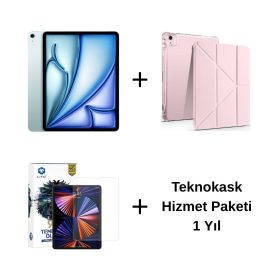 Edu Set 2 – iPad Air 11 inç (M3) 128GB Mavi, Zore Rose Gold Kılıf, Lito Ekran Koruyucu ve Teknokask 1 Yıl