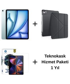 Edu Set 2 iPad Air M3 Mavi Zore Siyah Kılıf Lito Ekran Koruyucu Teknokask 1 Yıl