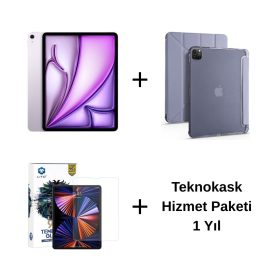 Edu Set 2 – iPad Air 11 inç (M3) 128GB Mor, Zore Mor Kılıf, Lito Ekran Koruyucu ve Teknokask 1 Yıl