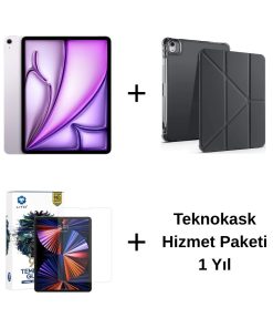 Edu Set 2 iPad Air M3 Mor Zore Siyah Kılıf Lito Ekran Koruyucu Teknokask 1 Yıl
