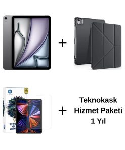 Edu Set 2 iPad Air M3 Uzay Grisi Zore Siyah Kılıf Lito Ekran Koruyucu Teknokask 1 Yıl