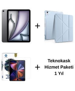 Edu Set 2 iPad Air M3 Uzay Grisi Zore Mavi Kılıf Lito Ekran Koruyucu Teknokask 1 Yıl