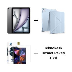 Edu Set 2 – iPad Air 11 inç (M3) 128GB Uzay Grisi, Zore Mavi Kılıf, Lito Ekran Koruyucu ve Teknokask 1 Yıl