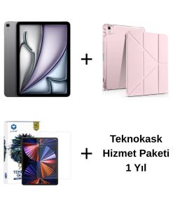 Edu Set 2 iPad Air M3 Uzay Grisi Zore Rose Gold Kılıf Lito Ekran Koruyucu Teknokask 1 Yıl