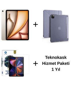 Edu Set 2 iPad Air M3 Yıldız Işığı Zore Mor Kılıf Lito Ekran Koruyucu Teknokask 1 Yıl
