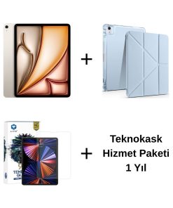 Edu Set 2 iPad Air M3 Yıldız Işığı Zore Mavi Kılıf Lito Ekran Koruyucu Teknokask 1 Yıl