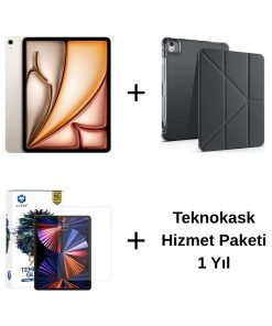 Edu Set 2 iPad Air M3 Yıldız Işığı Zore Siyah Kılıf Lito Ekran Koruyucu Teknokask 1 Yıl