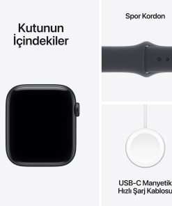 Apple Watch SE 3 GPS 40mm Gece Yarısı Spor Kordon Kutu İçeriği