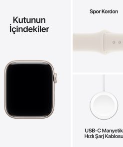 Apple Watch SE 3 GPS Cellular Yıldız Işığı Spor Kordon Spor Kordon Kutu İçeriği