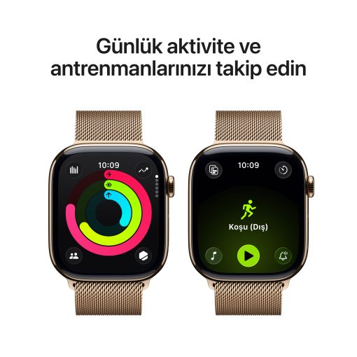 Apple Watch Series 11 GPS + Cellular Altın Titanyum Milano Loop Aktivite